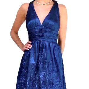 Adrianna Papell Boutique Rosetta Halter Dress Blue